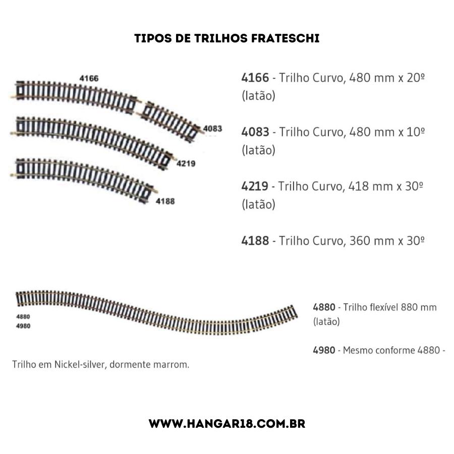 TRILHO CURVO 850MM X 15° FRATESCHI 4222