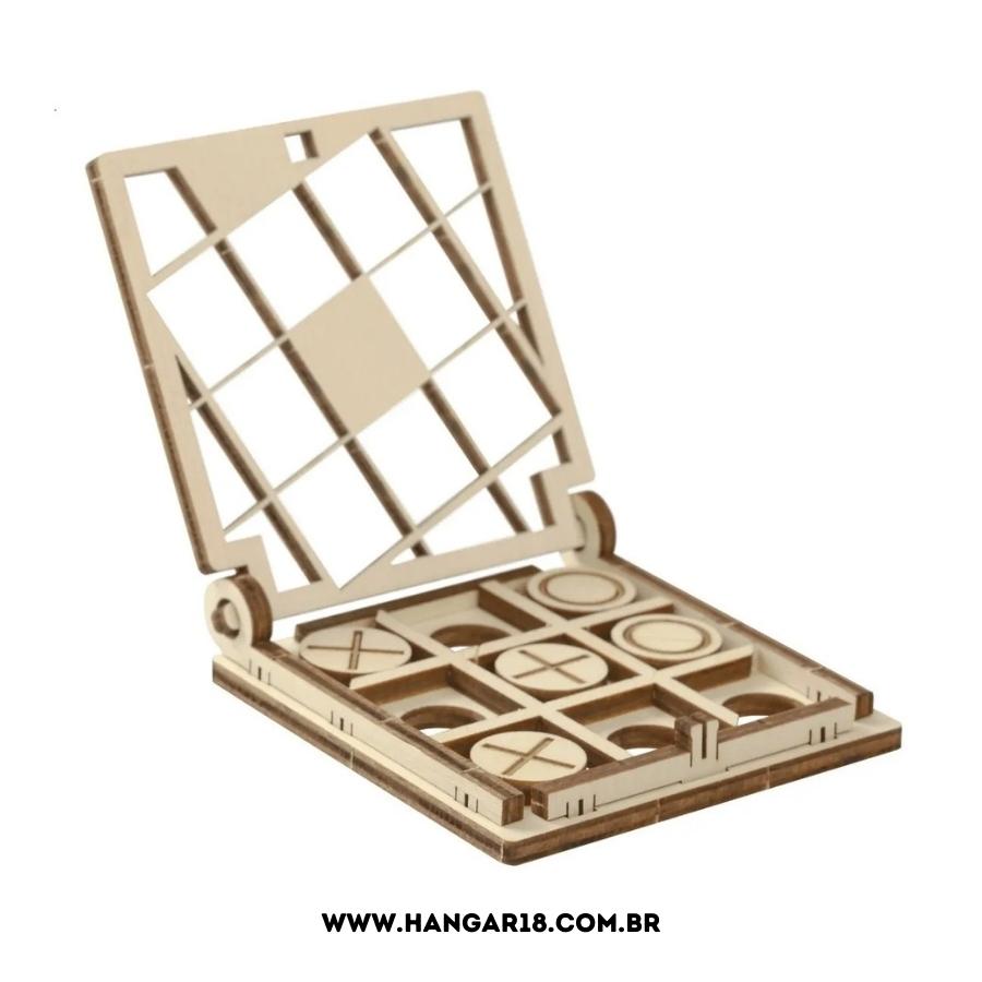 JOGO DA VELHA PORTATIL DE BOLSO DESMONTADO MDF