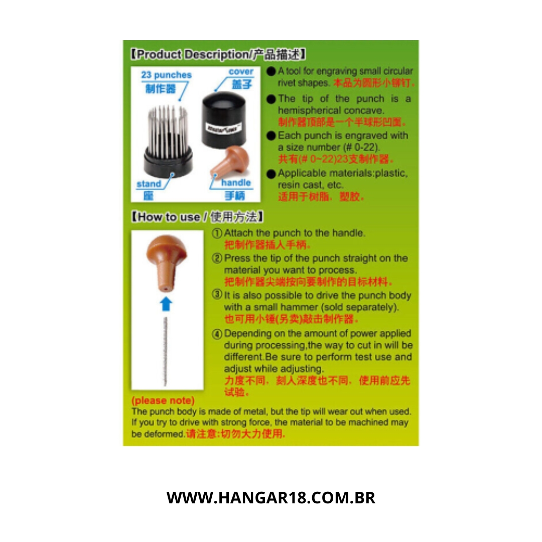 MICRO PERFURADOR DE REBITE 23PÇS MASTER TOOLS