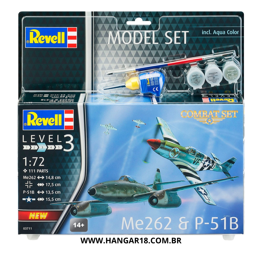 AVIÃO KIT P/ MONTAR COMBAT ME262 E P-51B MU REVELL